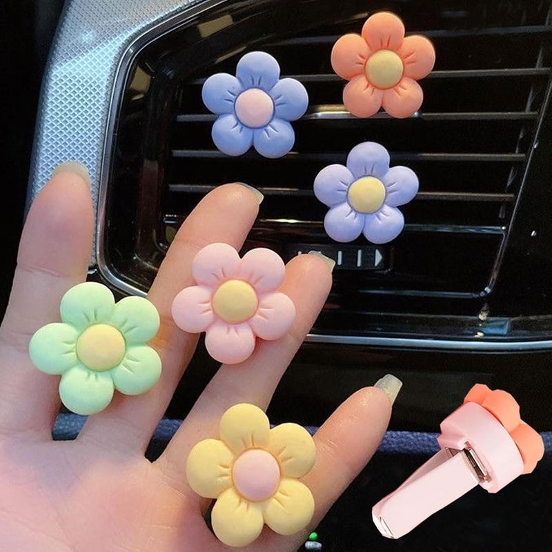 CLOCKY Flower Air Freshener Clips for Car - Daisy Accessories, Kawaii Aesthetic Decor for Women and Girls (6PCS-SCENTED) - Image 1